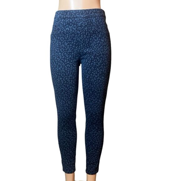 SPANX navy blue leopard print jeggings size medium. - Picture 7 of 9